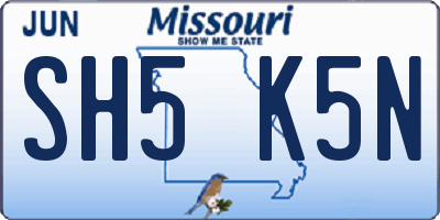 MO license plate SH5K5N