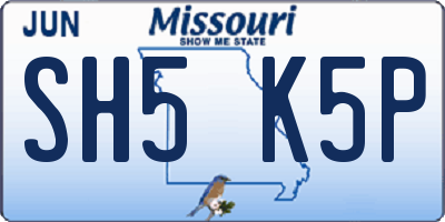 MO license plate SH5K5P
