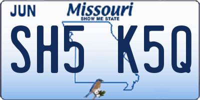 MO license plate SH5K5Q