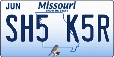 MO license plate SH5K5R