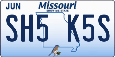 MO license plate SH5K5S