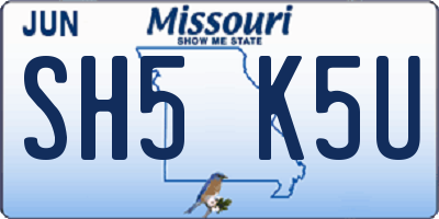 MO license plate SH5K5U