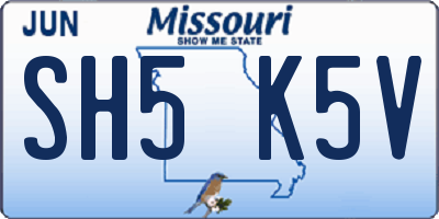 MO license plate SH5K5V