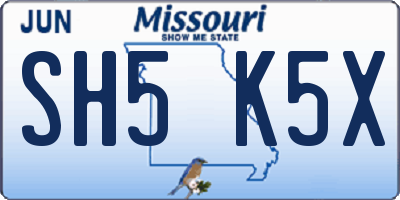 MO license plate SH5K5X