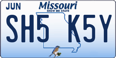 MO license plate SH5K5Y