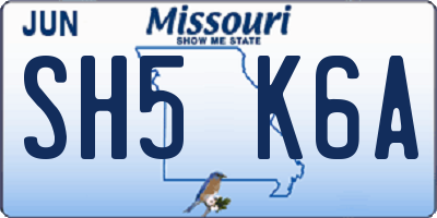 MO license plate SH5K6A