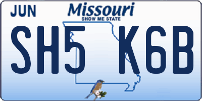 MO license plate SH5K6B