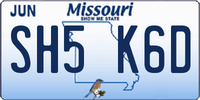 MO license plate SH5K6D