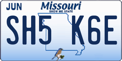 MO license plate SH5K6E