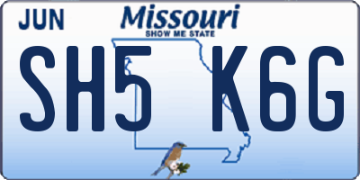 MO license plate SH5K6G