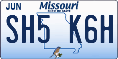 MO license plate SH5K6H
