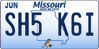 MO license plate SH5K6I