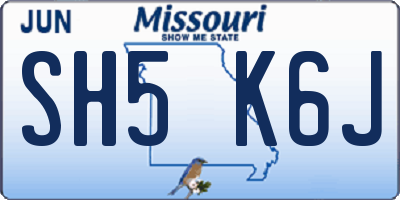 MO license plate SH5K6J