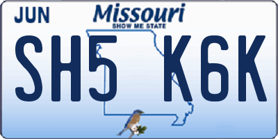MO license plate SH5K6K