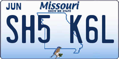 MO license plate SH5K6L