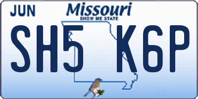 MO license plate SH5K6P