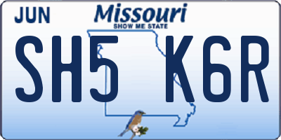 MO license plate SH5K6R
