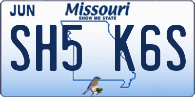 MO license plate SH5K6S