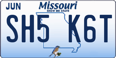 MO license plate SH5K6T