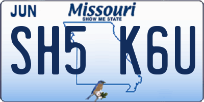 MO license plate SH5K6U