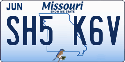 MO license plate SH5K6V