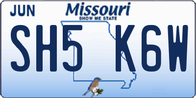 MO license plate SH5K6W