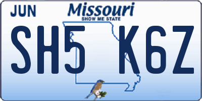 MO license plate SH5K6Z