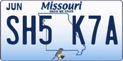MO license plate SH5K7A