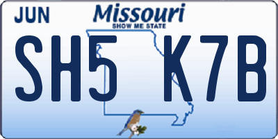 MO license plate SH5K7B