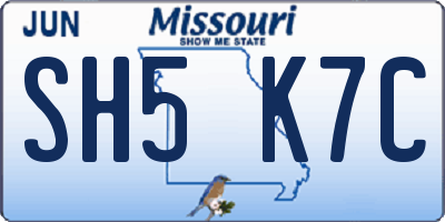 MO license plate SH5K7C