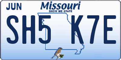 MO license plate SH5K7E