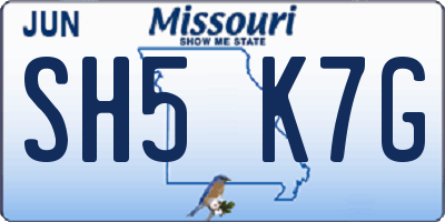 MO license plate SH5K7G