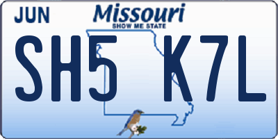 MO license plate SH5K7L