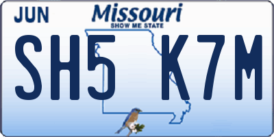 MO license plate SH5K7M