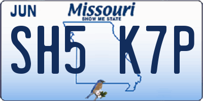 MO license plate SH5K7P