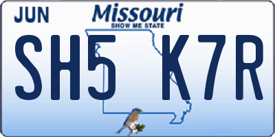 MO license plate SH5K7R