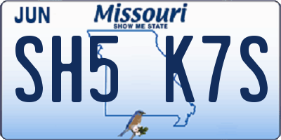 MO license plate SH5K7S