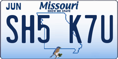 MO license plate SH5K7U