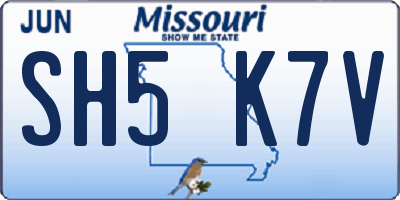 MO license plate SH5K7V