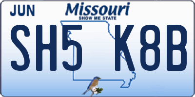 MO license plate SH5K8B