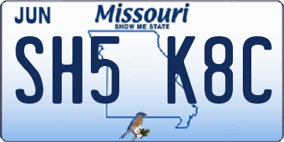 MO license plate SH5K8C