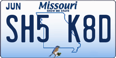 MO license plate SH5K8D