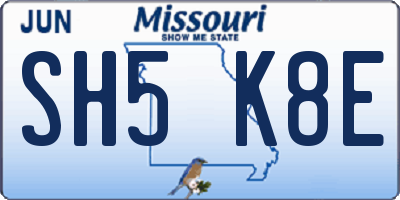 MO license plate SH5K8E