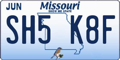 MO license plate SH5K8F
