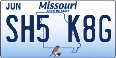 MO license plate SH5K8G