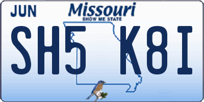 MO license plate SH5K8I