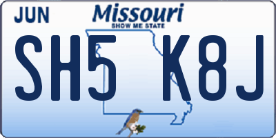 MO license plate SH5K8J
