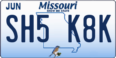 MO license plate SH5K8K