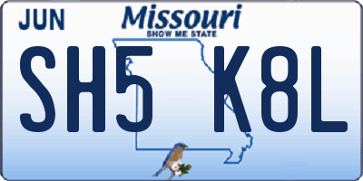 MO license plate SH5K8L