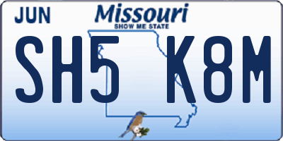 MO license plate SH5K8M